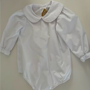 The Beaufort Bonnet Company White Peter Pan Collar One-Piece Bodysuit